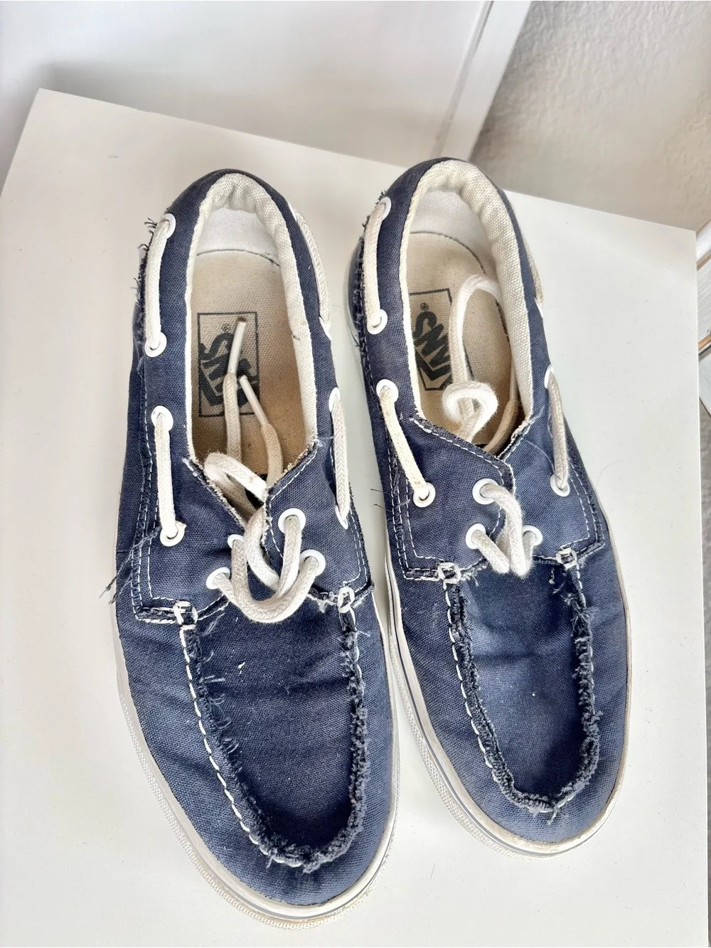 Vans Navy Canvas Boat Shoes with White Laces